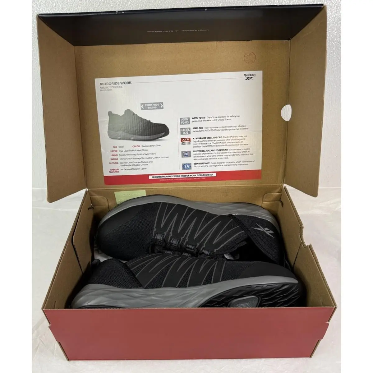 Men`s Steel Toe Sneakers Size 10M Reebok Work Astroride Work Steel
