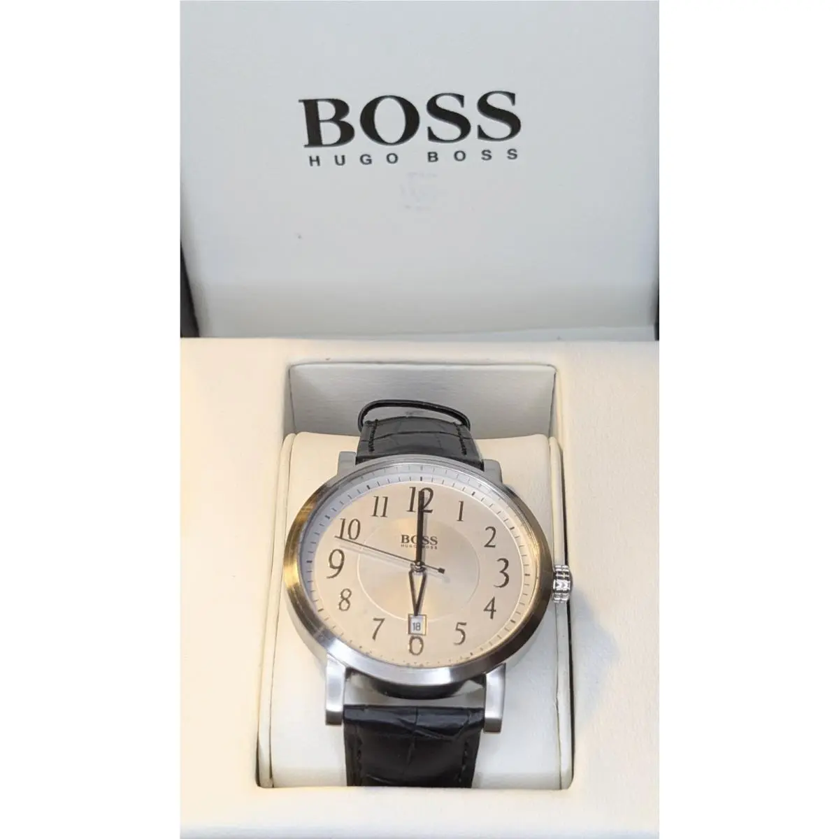 Hugo Boss 1512175 Chronograph Men’s Watch - Black Leather Strap Old Stock