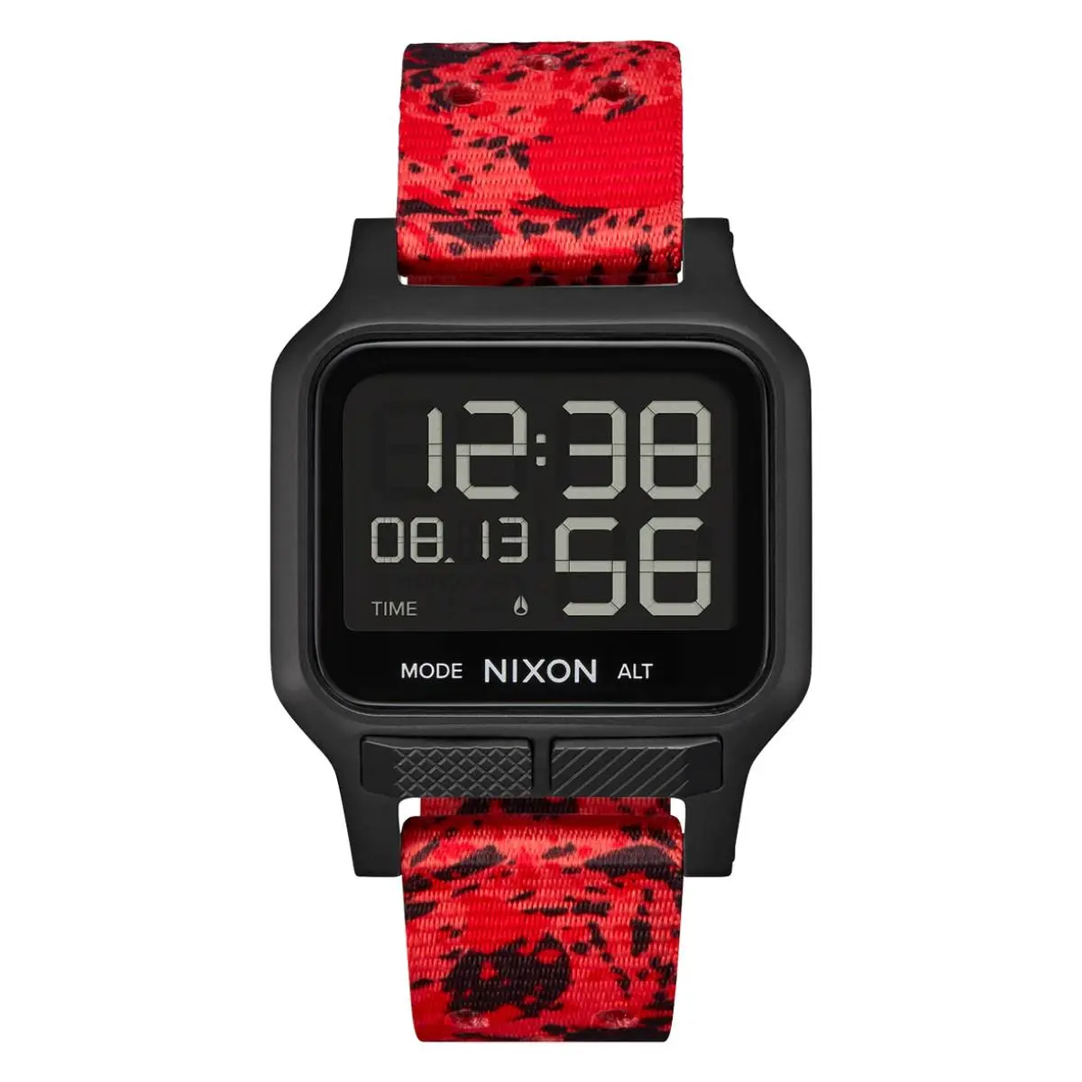 Nixon Heat A1320-008-00 Men Black Red Camo Strap Digital Sports Wristwatch WAZZ3