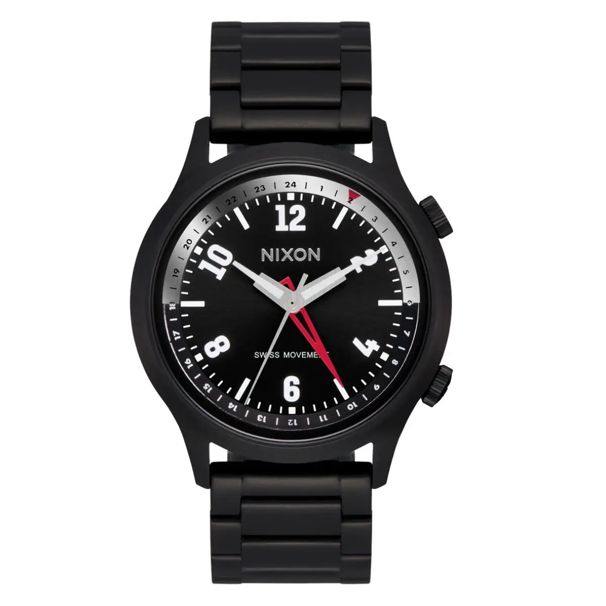 Nixon Drifter Gmt A1422-5288-00 Men`s Black Stainless Steel Analog Watch WAZZ5