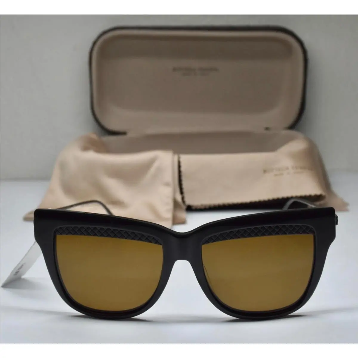 Bottega Veneta BV0074S 002 Black Brown Cat Eye Sunglasses. 53m