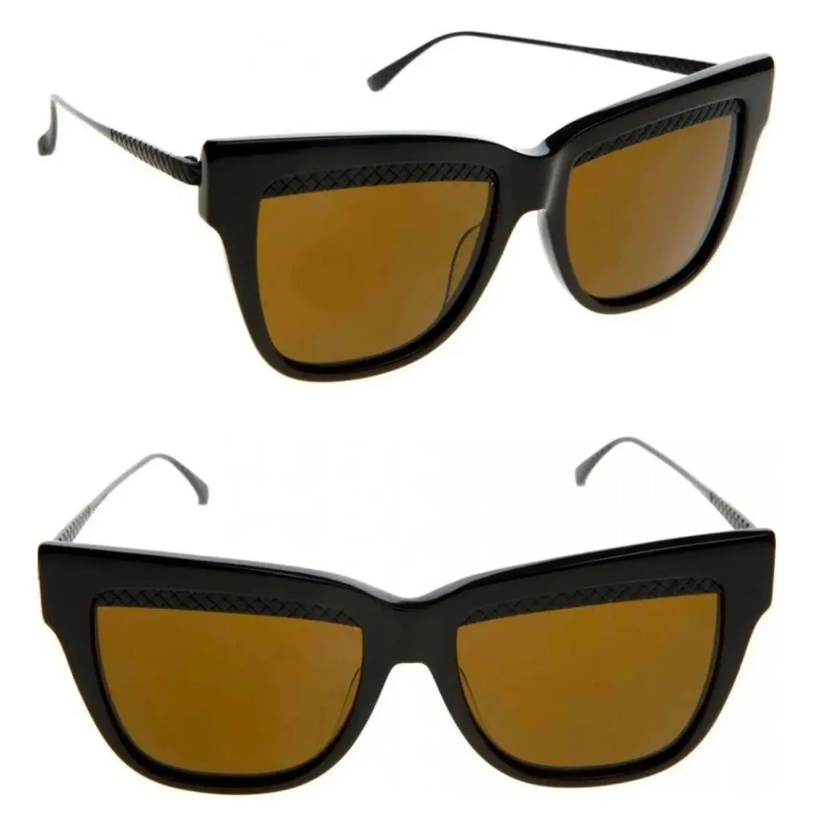 Bottega Veneta BV0074S 002 Black Brown Cat Eye Sunglasses. 53mm