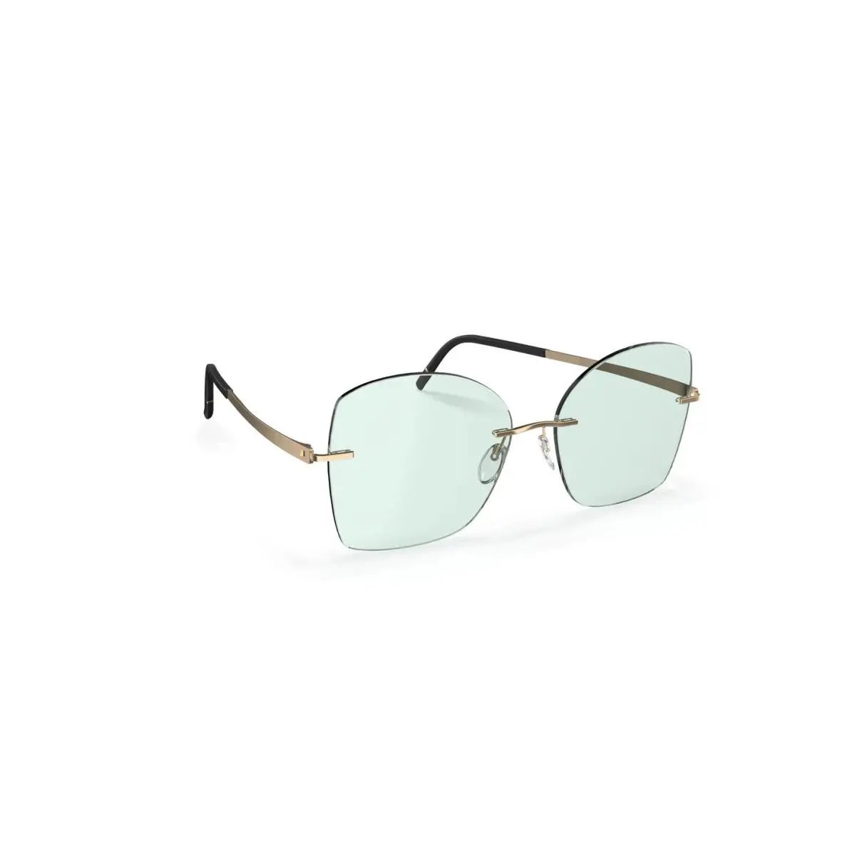 Terranea Rimless 8193 Gold Black/soft Mint 7520 Sunglasses by Silhouette