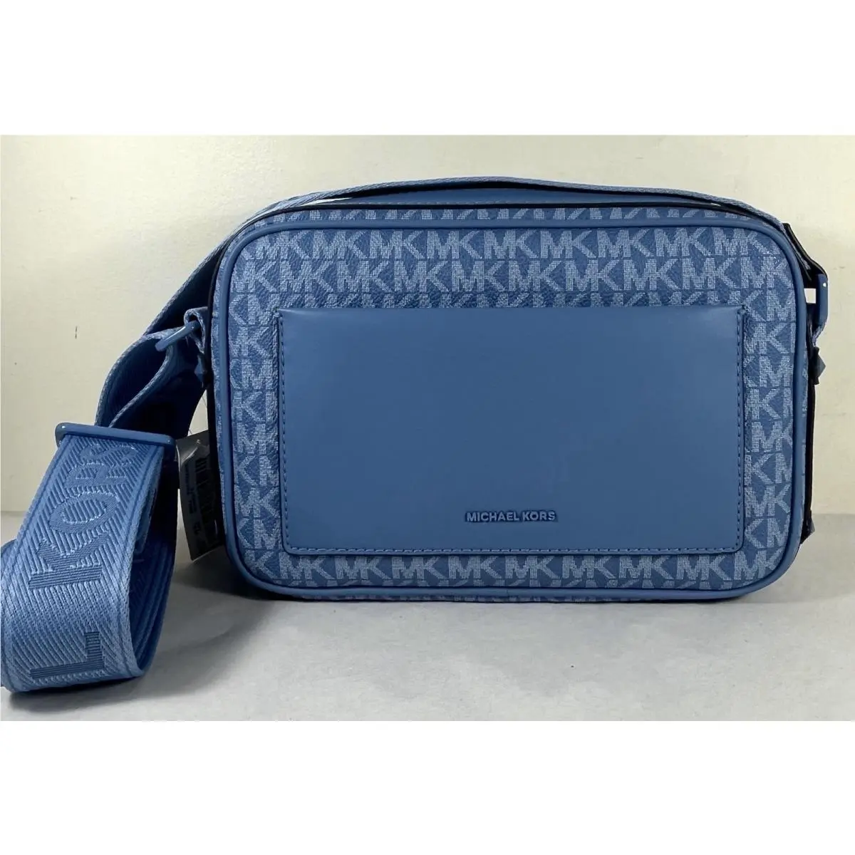 Michael Kors Maeve Medium Camera Blue MK Logo Large Crossbody Bag