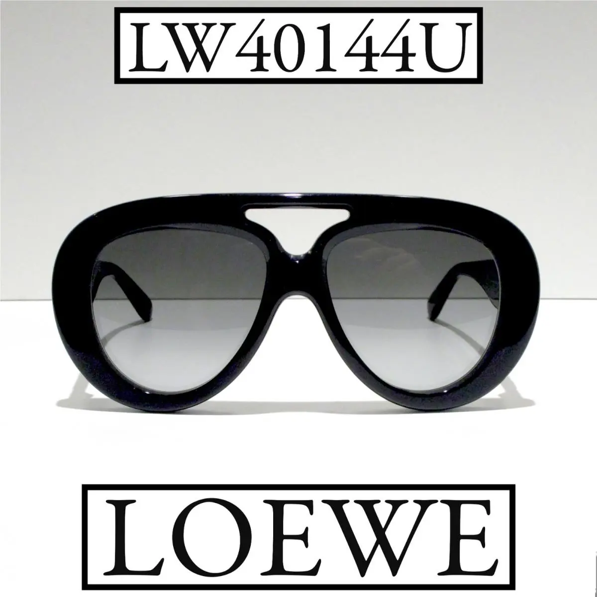 Loewe LW40144U 01B Sunglasses Women`s Shiny Black Aviator Pilot Gradient 140mm