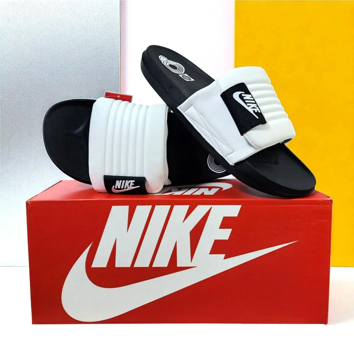 Nike Offcourt Adjust Mens Slides White Black Slip On Soft Sandals DQ9624-100