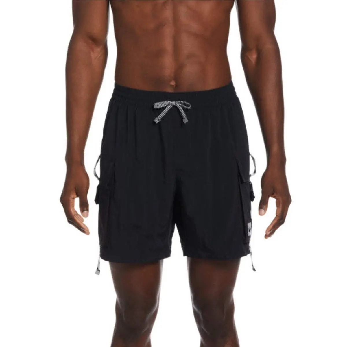 Nike Swim Men`s 7 Logo Tape Cargo Swim Trunks Black