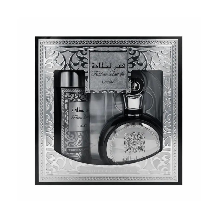 Lattafa Fakhar Eau de Parfum 3.4oz Men Fresh Fougere Woody Perfume and Spray Set