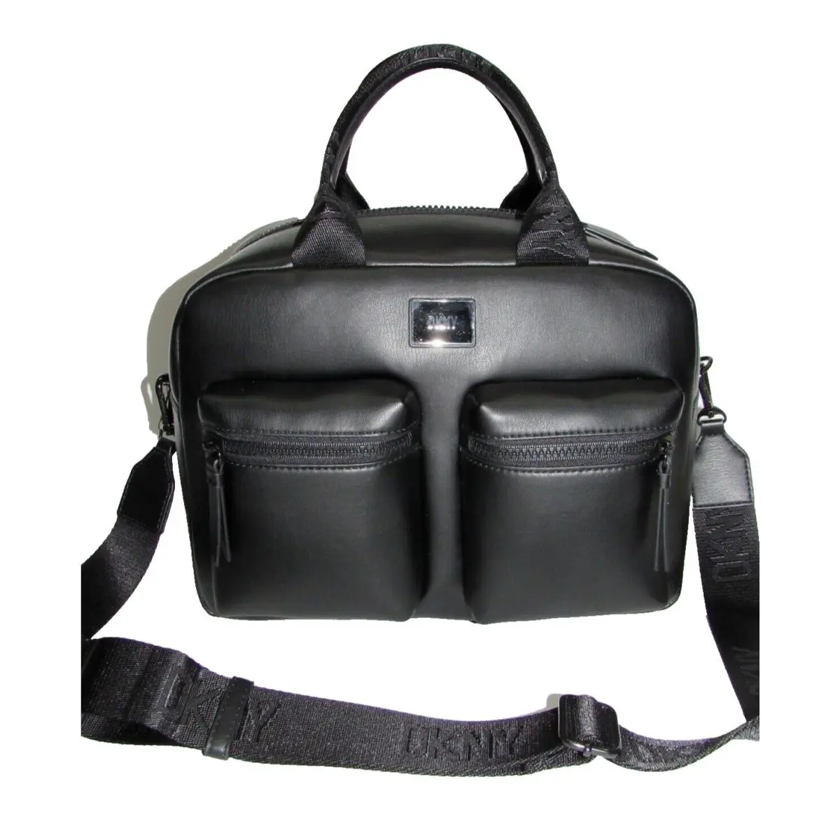 Dkny Damian Satchel Black Zip Pockets Crossbody Bag with Detachable Strap
