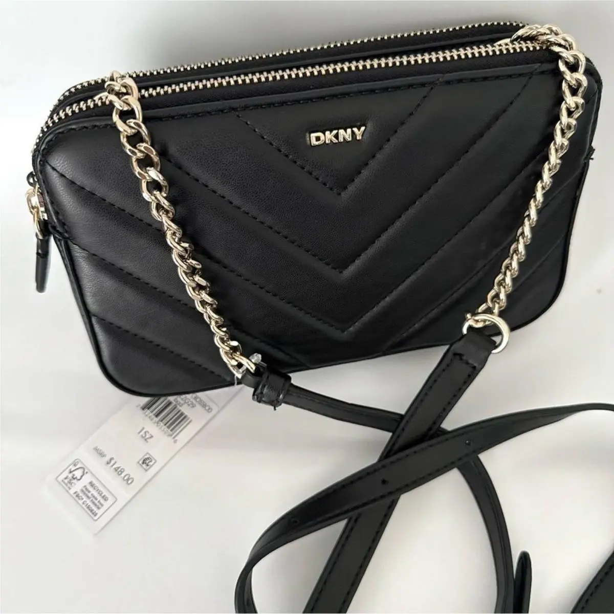 Dkny Veronica Double Zip Quilted Leather Crossbody Bag