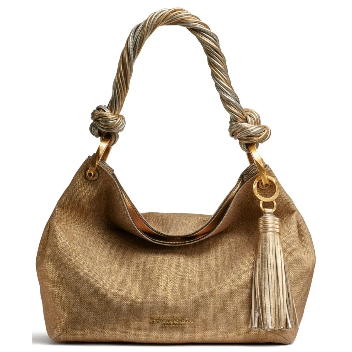 Donna Karan York Glenwood Small Metallic Shoulder Bag Gold