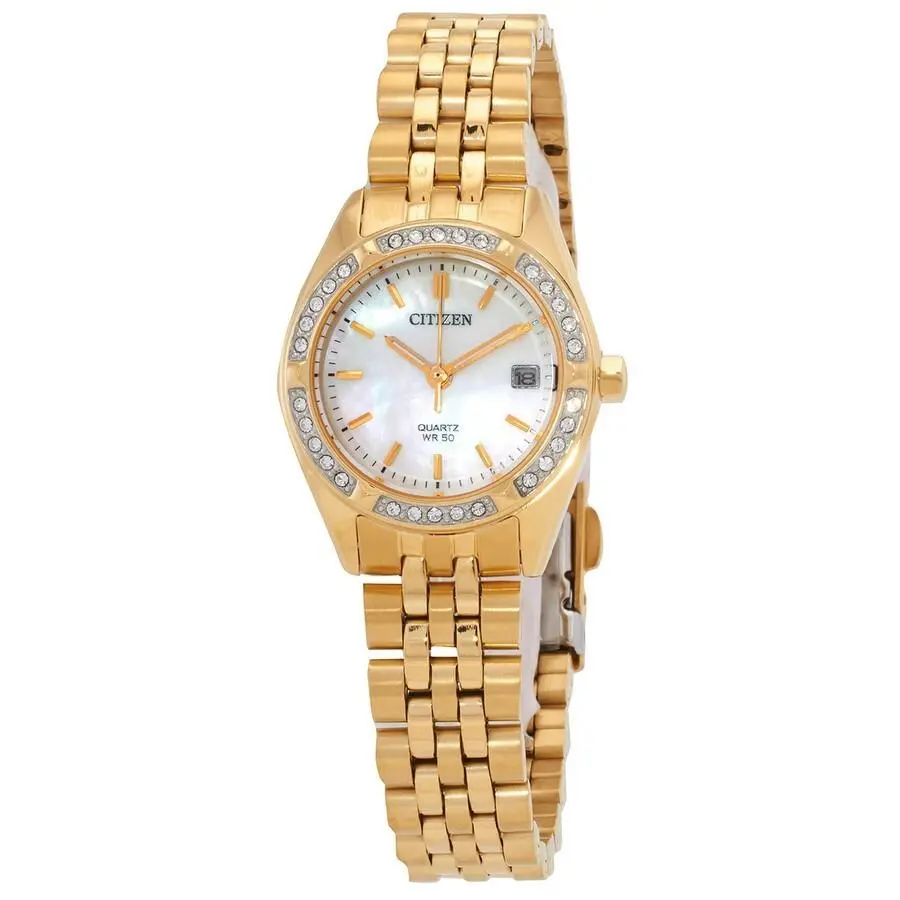 Ladies Quartz Crystal Mother of Pearl Dial Watch - EU6062-50D by Citizen