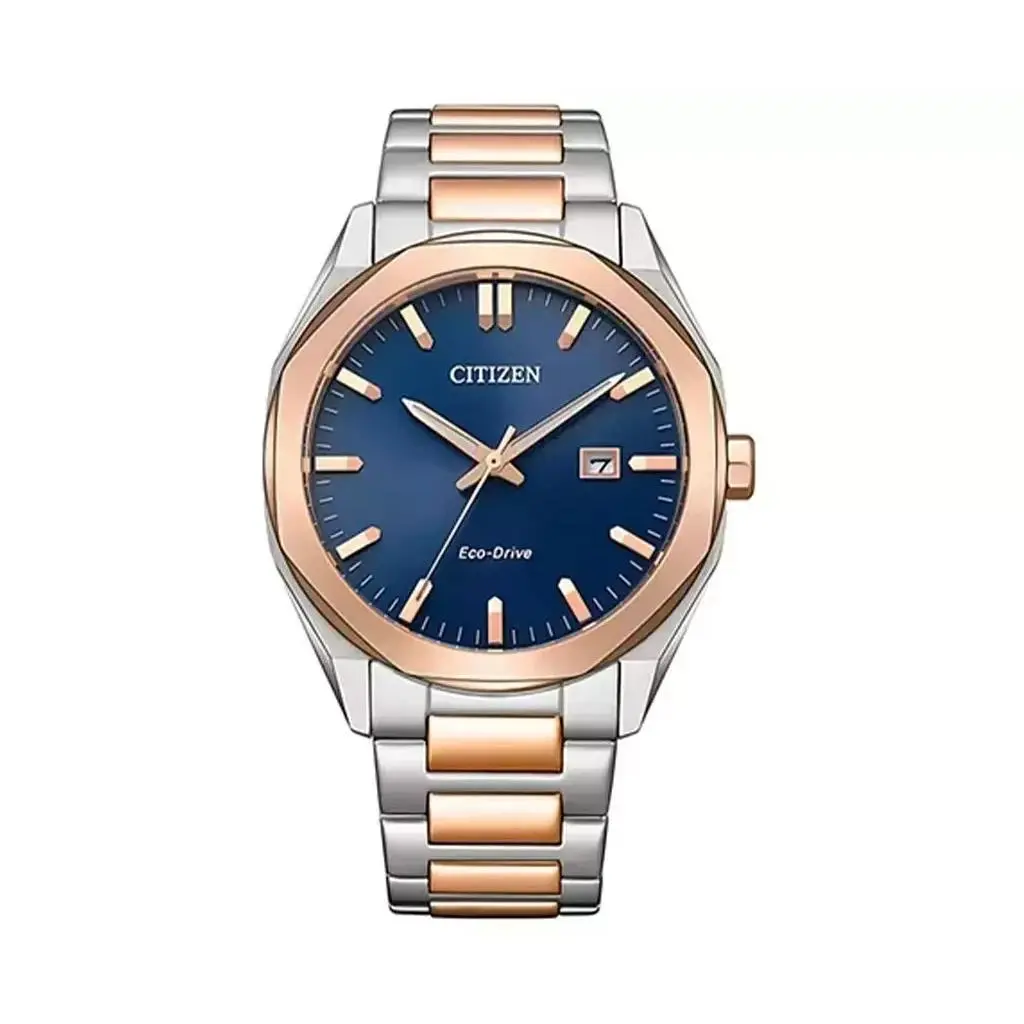 Men`s Octangle Eco-drive Blue Dial Two Tone Watch - BM7606-84L by Citizen