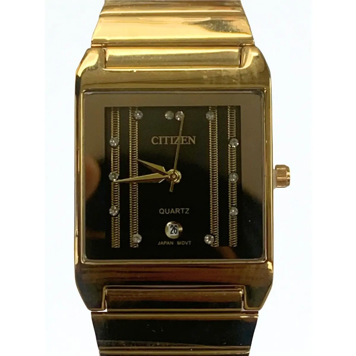 Citizen Vintage Gold-tone Quartz Watch - 36mm Black Dial with Date at 6