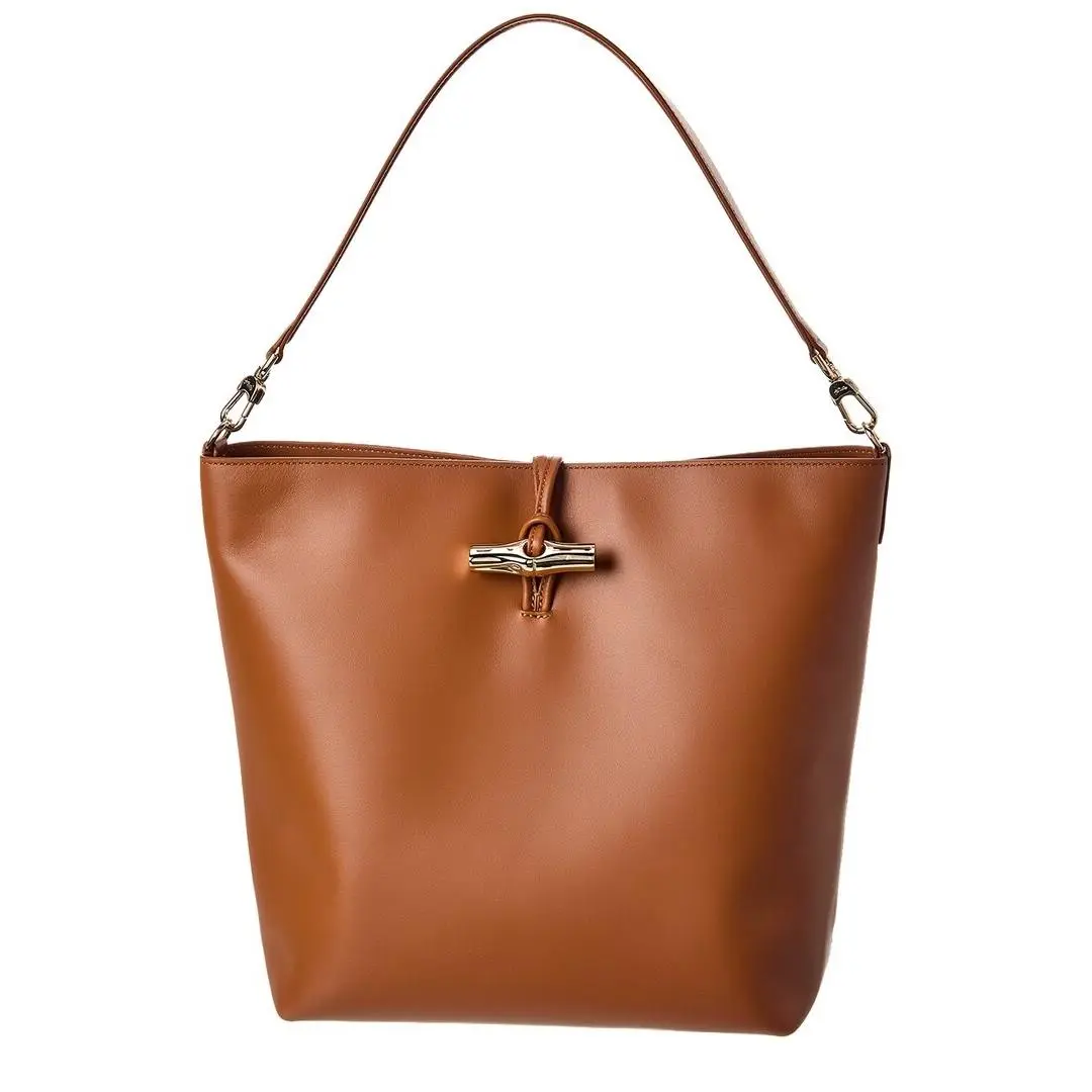 Longchamp Le Roseau Leather Shoulder Bag Women`s Brown