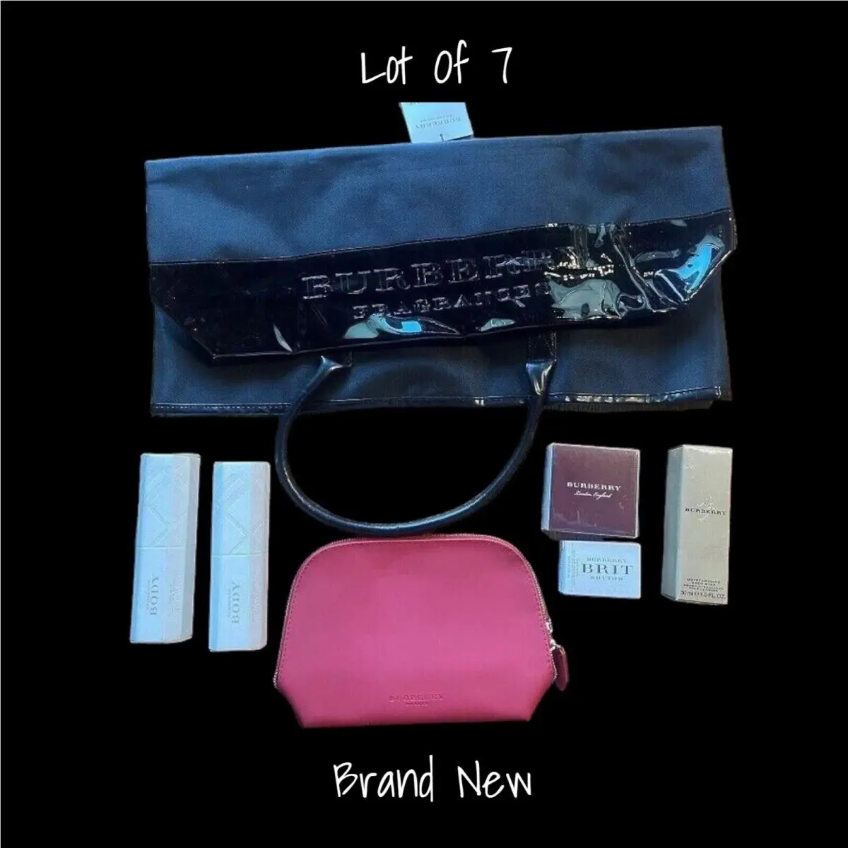 Burberry Cosmetic Tote Bag Brit Rhythm Body Mist Oil Kisses Trio Set Lot 7