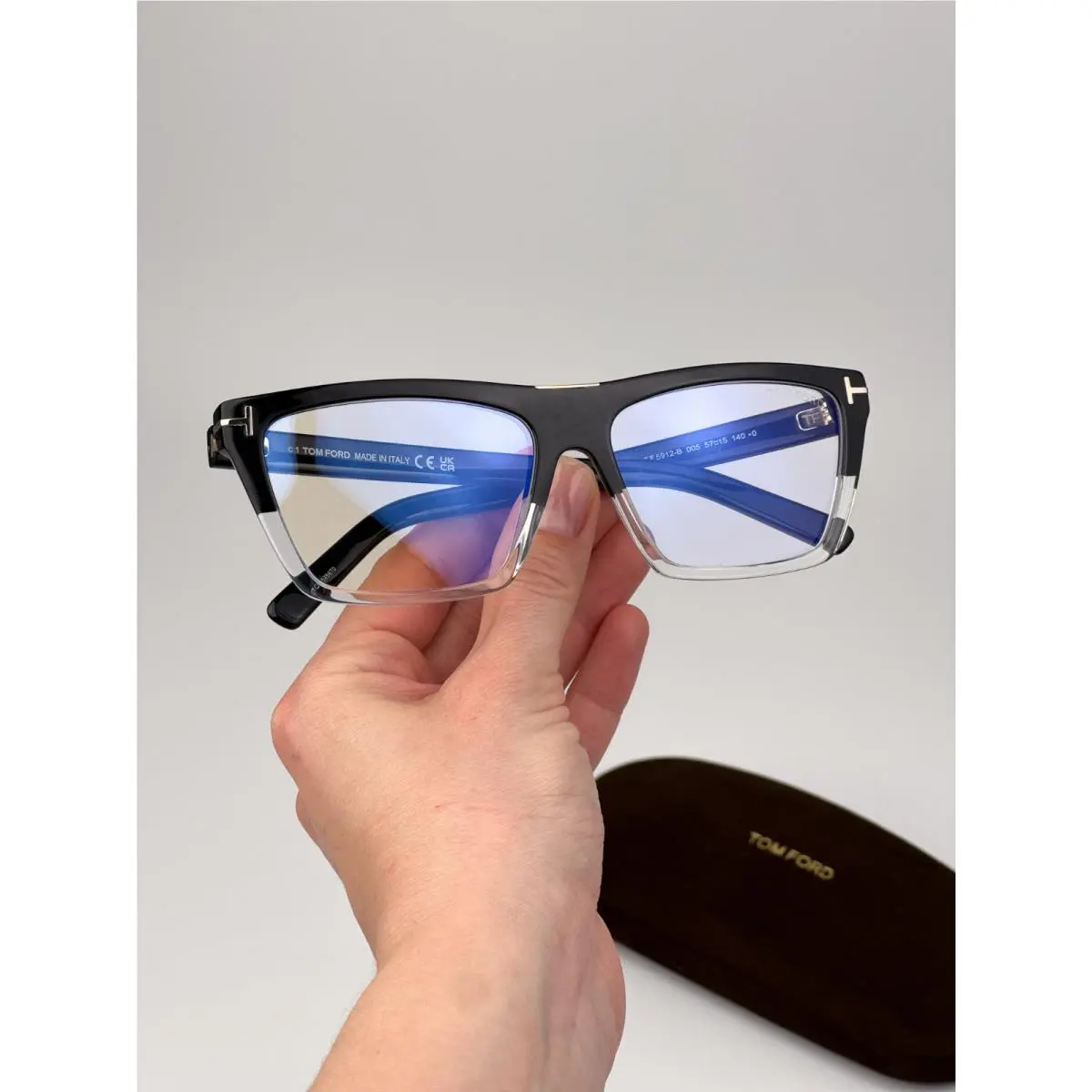 Tom Ford Women Eyeglasses Black Crystal Cat Eye FT5912-B 005
