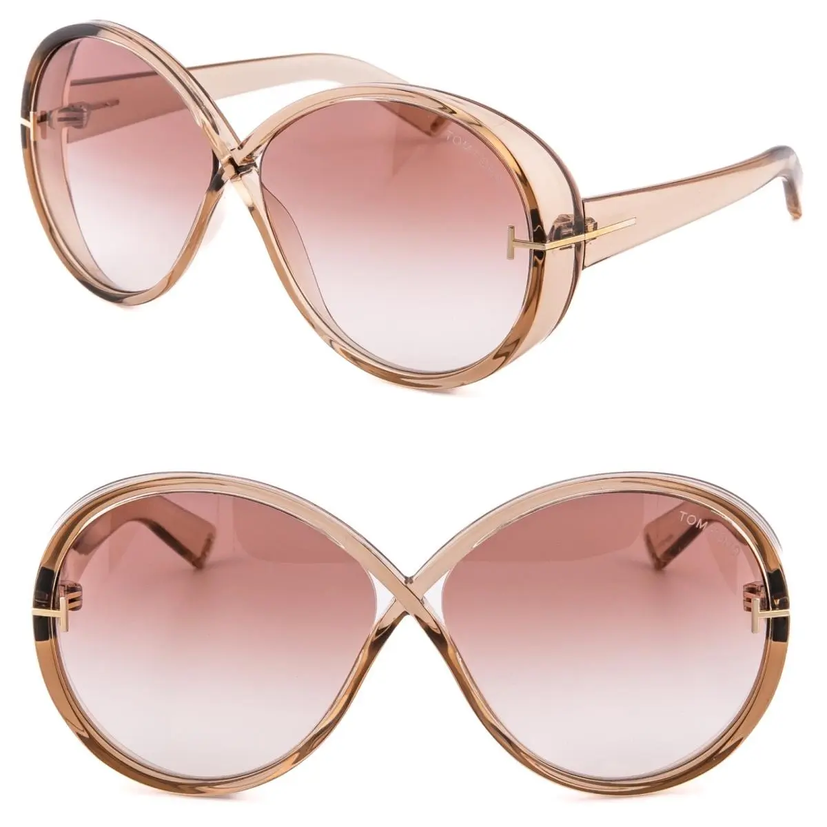 Tom Ford EDIE-02 TF1116 45T Crystal Brown Infinity Oversize Sunglass 1116 FT1116