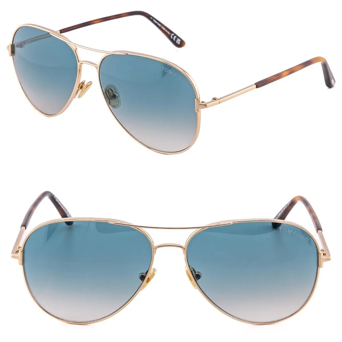 Tom Ford Clark TF0823 28P Gold Blue Havana Pilot Unisex Sunglasses 0823 FT0823