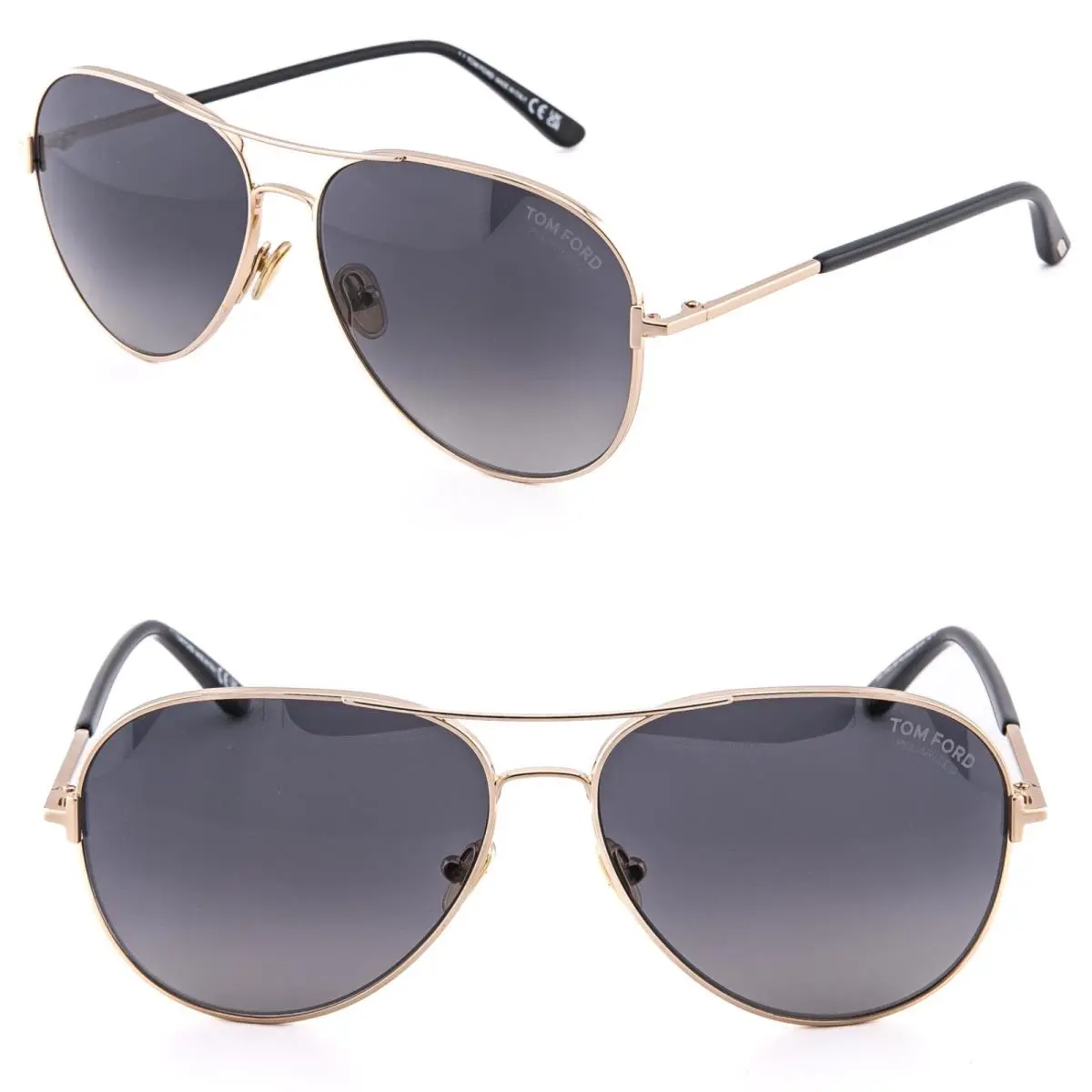 Tom Ford Clark TF0823 28D Gold Black Polarized Pilot Unisex Sunglass 0823 FT0823