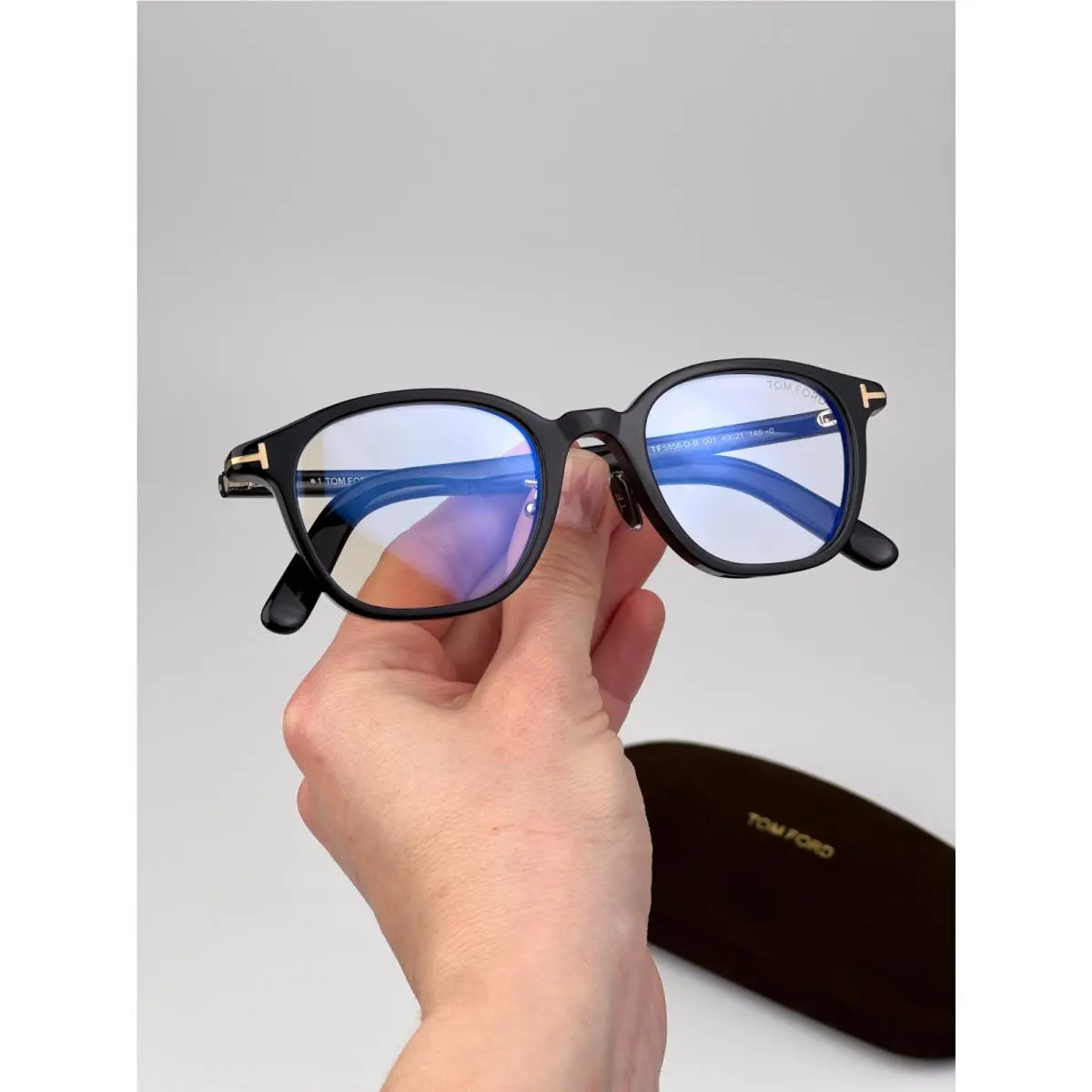 Tom Ford Women Eyeglasses Black Blue Block Square FT5858-D-B 001