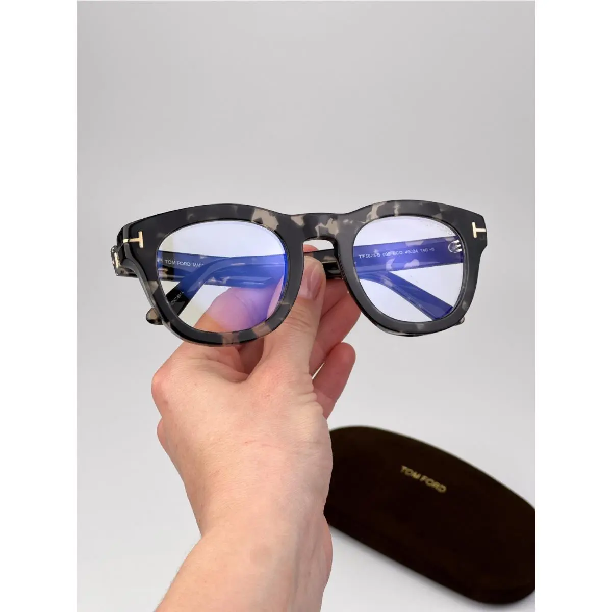 Tom Ford Women Eyeglasses Black Havana Square FT5873-B 005
