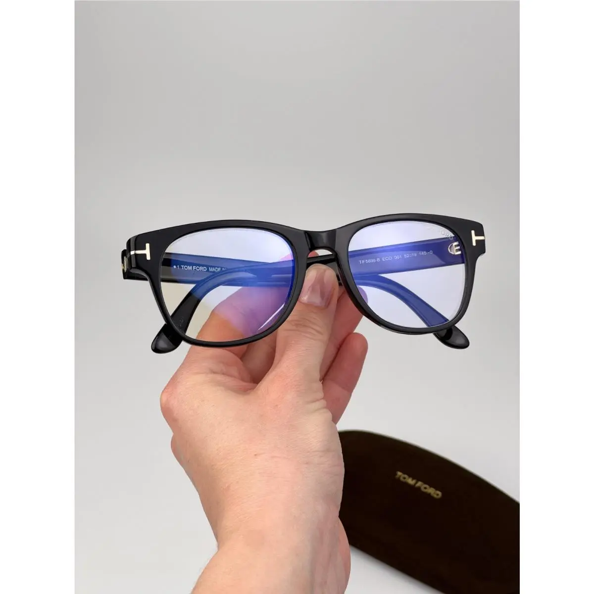 Tom Ford Women Eyeglasses Black Blue Block Square FT5898-B 001