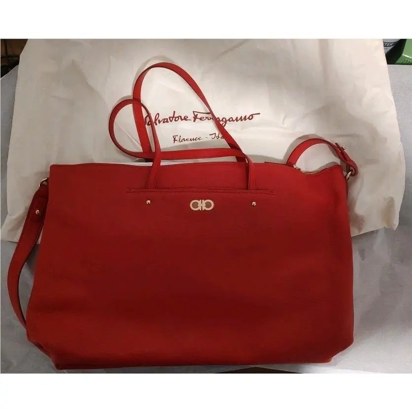 Salvatore Ferragamo Pamplona Red Leather Satchel Shoulder Bag
