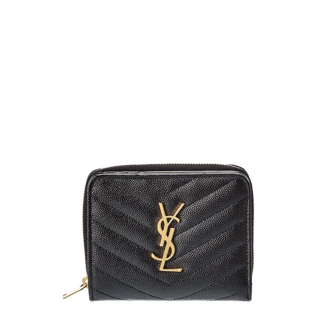 Saint Laurent Monogram Leather Card Case Women`s Black