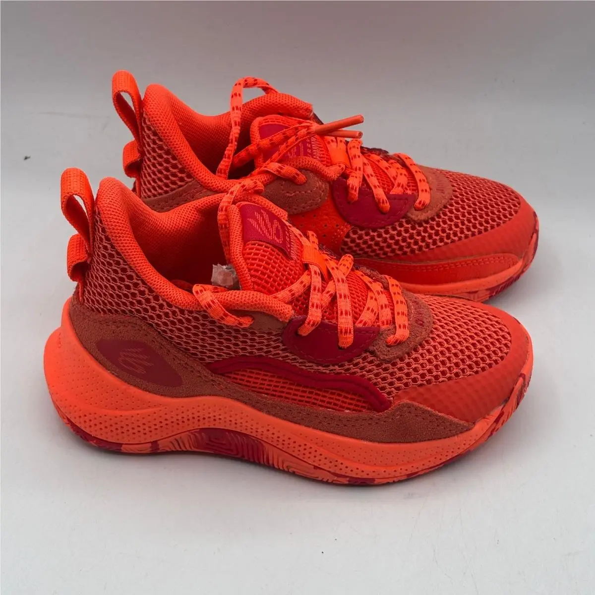 Under Armour Curry 3Z 24 Sde Kids 11K Red Orange Basketball Shoes 3028402-862