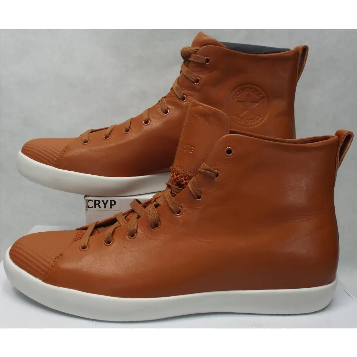 Mens 8 Converse All Star Modern Hi Brown White Leather Boots 156587C
