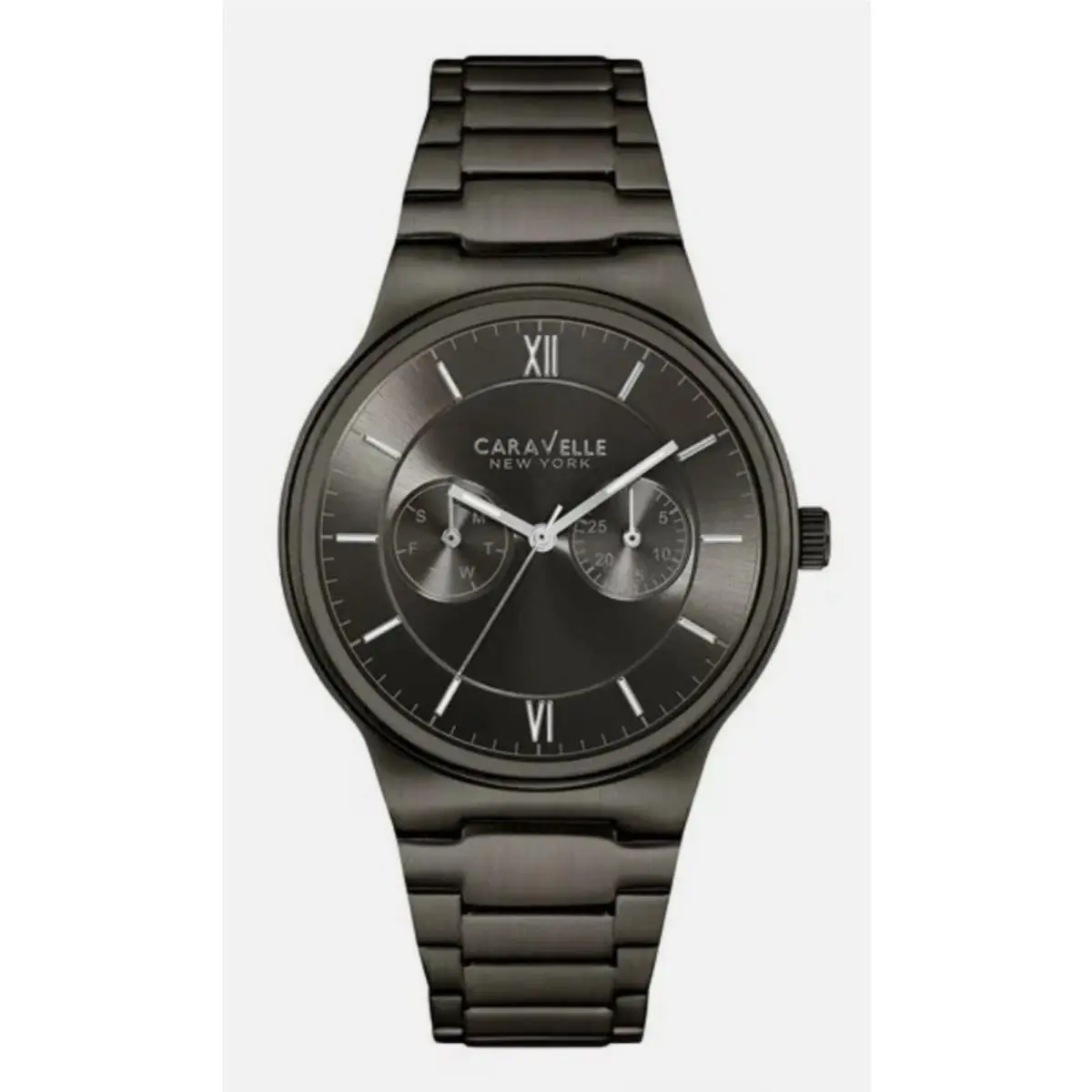 Caravelle By Bulova Grey Dial Gunmetal IP Stainless Steel Bracelet Watch 45A136
