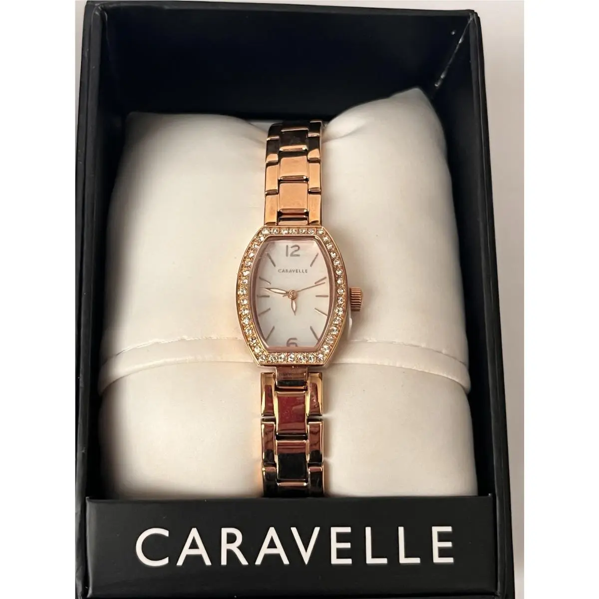 Caravelle Designed By Bulova Womens Rose Goldtone Stainless Steel Bracelet Watch