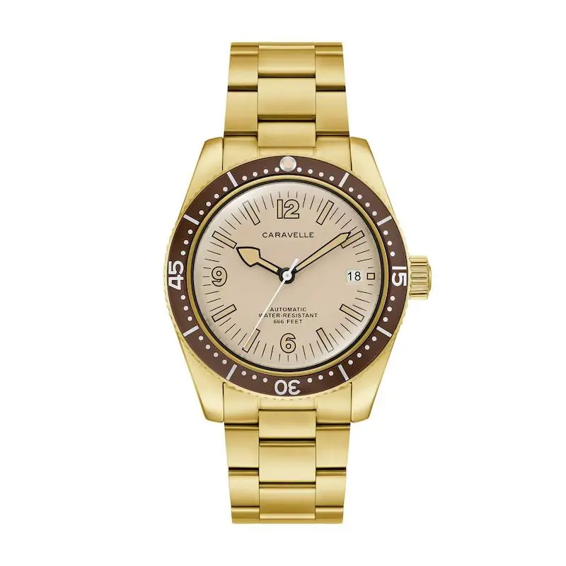 Bulova Caravelle Sea Hunter Beige Dial Stainless Men`s Watch 44B133