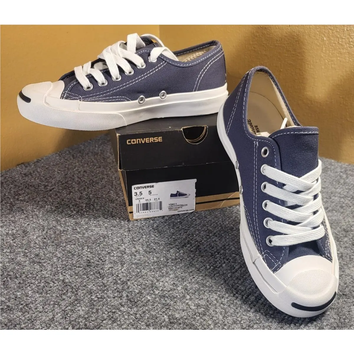 Vintage Converse Jack Purcell Blue Canvas Sneakers Size 3.5 Men/5 Women