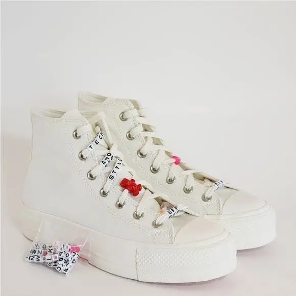 Converse All Star Lift Hi Egret A06096C Diy Beads Platform Shoe 8.5