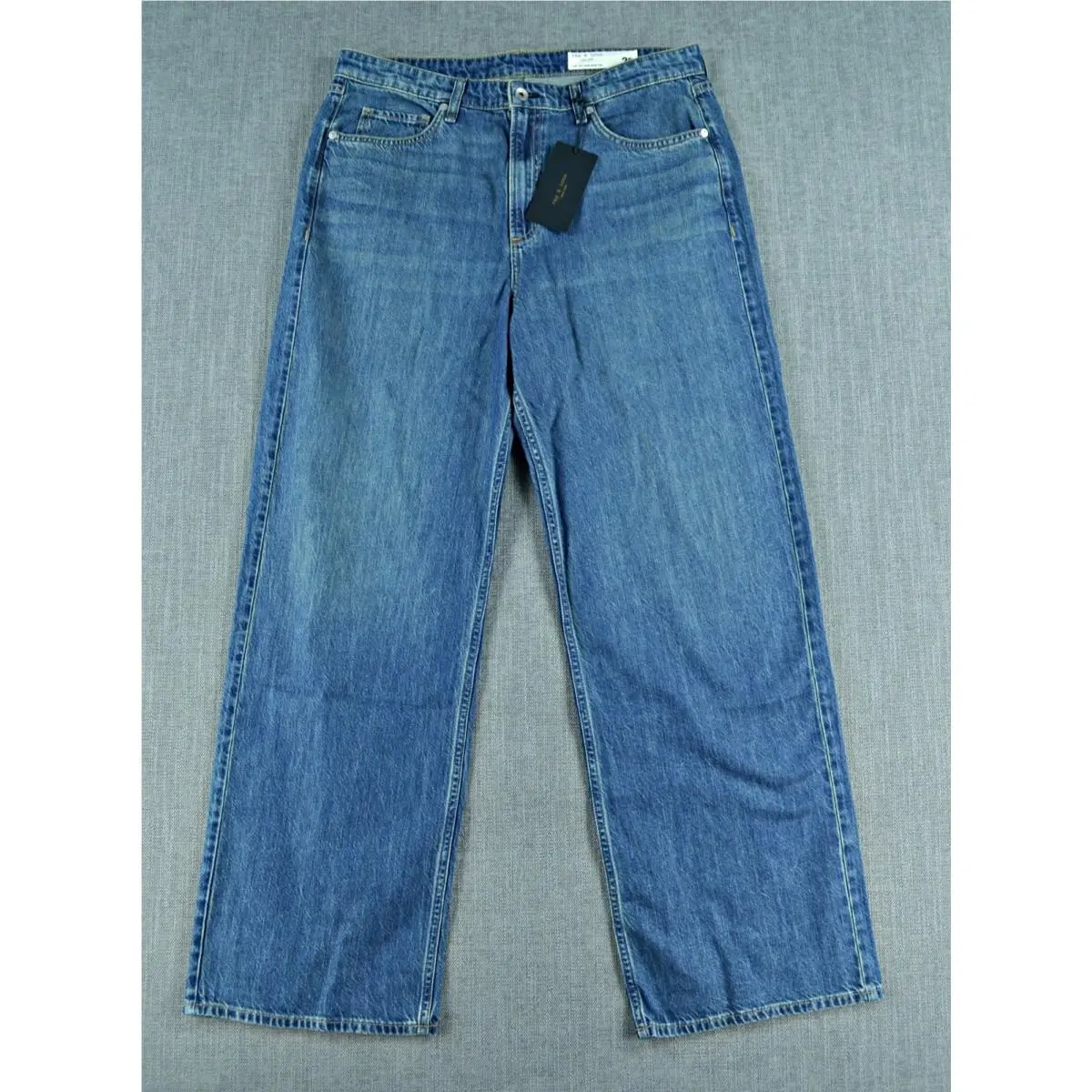 Rag Bone Jeans Women`s 32 Blue The Lori Mid-rise Wide Leg Denim