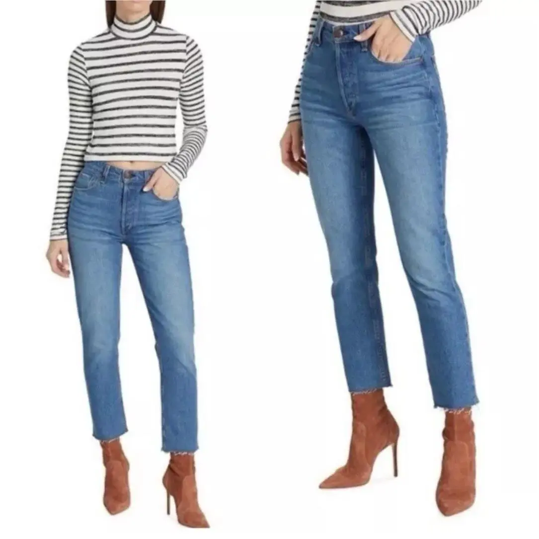 Rag Bone High Rise Ankle Jeans Women’s Size 30 Raw Hem Medium Wash