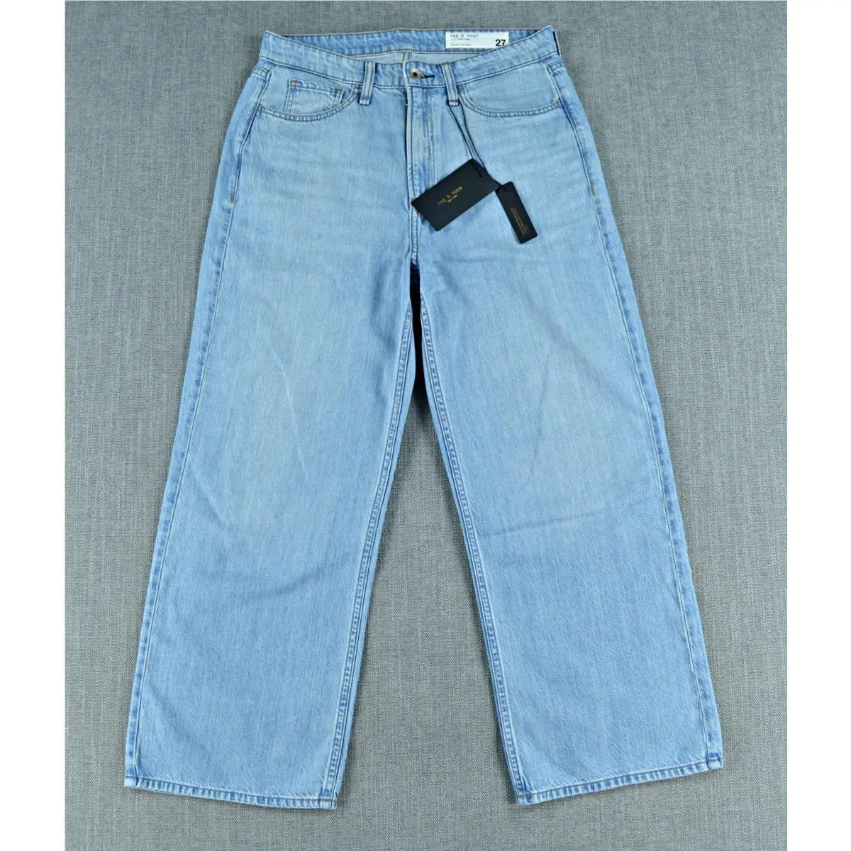Rag Bone Jeans Women`s 27 Blue Lori Mid-rise Crop Loose Fit Denim