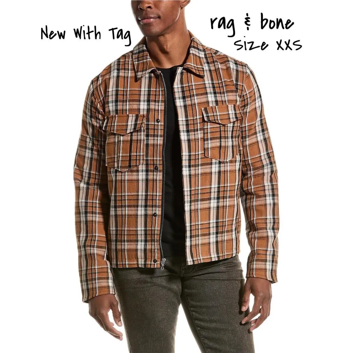 Rag Bone Men`s Plaid Jacket in Brown Size Xxs