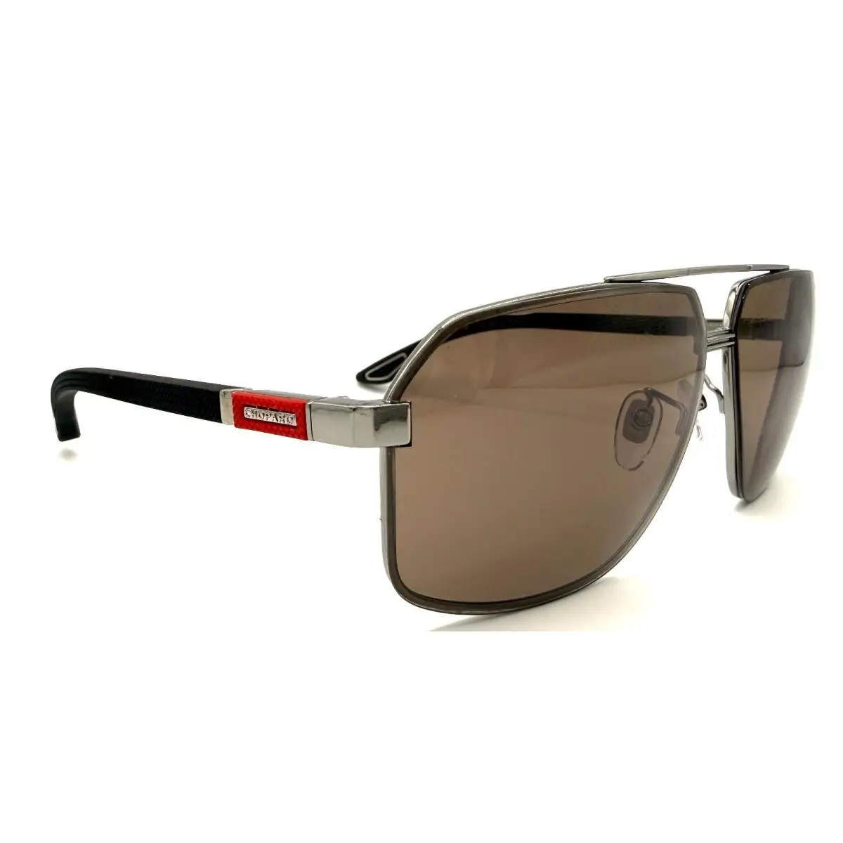 Chopard SCHG89 509 Shiny Gunmetal Brown Rubber Sunglasses 66-11-140