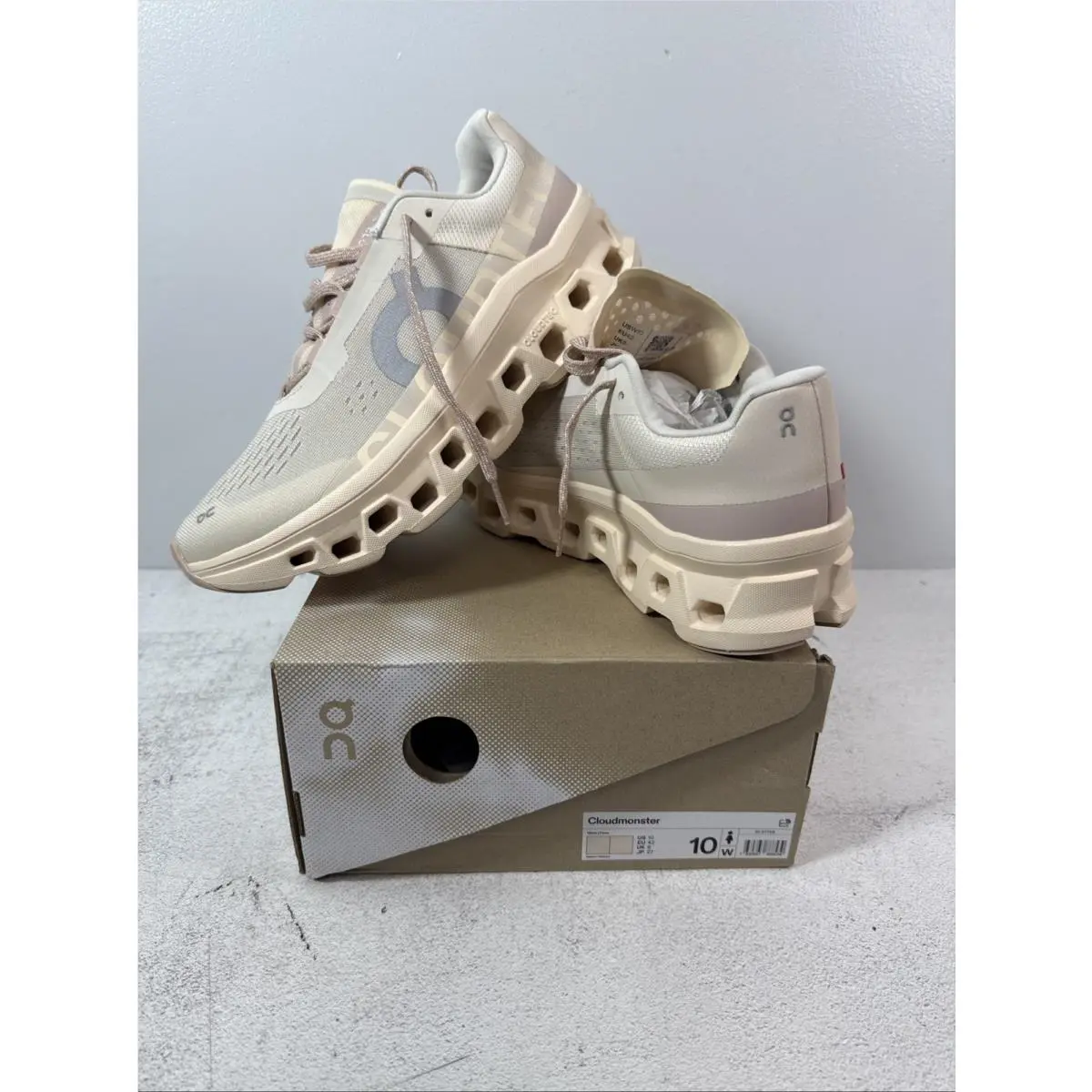 ON Running Brand Cloud Cloudmonster Beige Moon/fawn Womens Running Shoes Size 10
