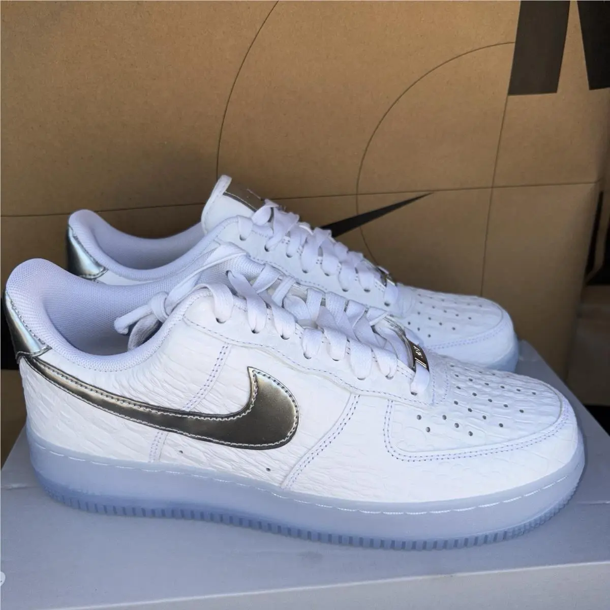 Nike Air Force 1 Low `07 Crocodile White Blue Tint Nby IR1981-100 Men Size 8