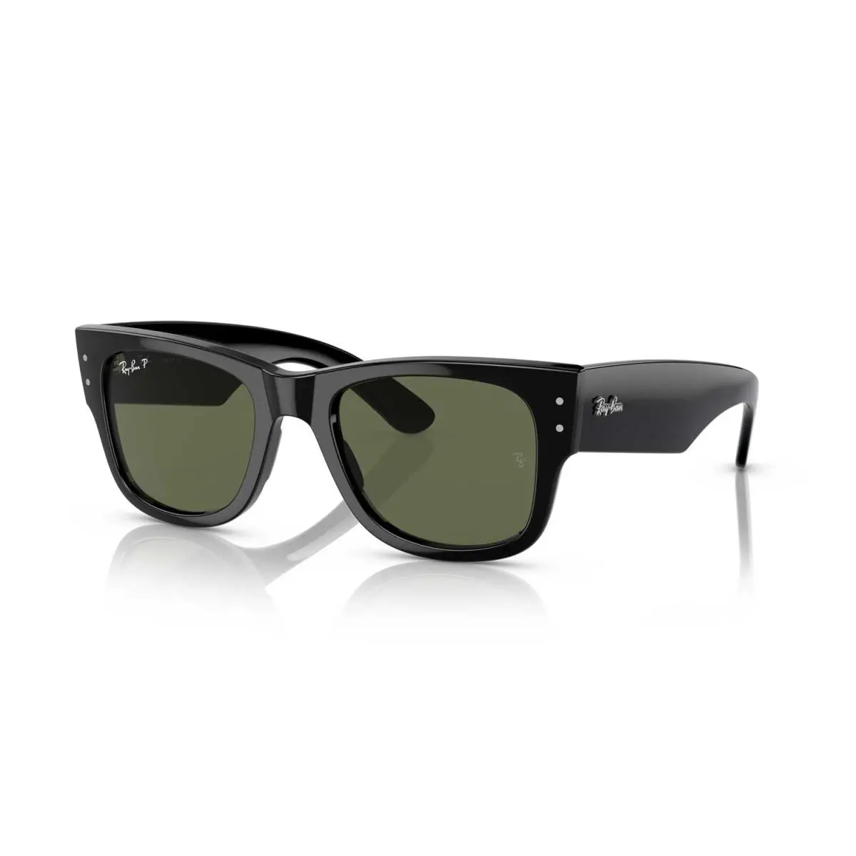Ray-ban Mega Wayfarer Polarized Sunglasses - Polished Black Frame - Green Lenses by Ray-Ban