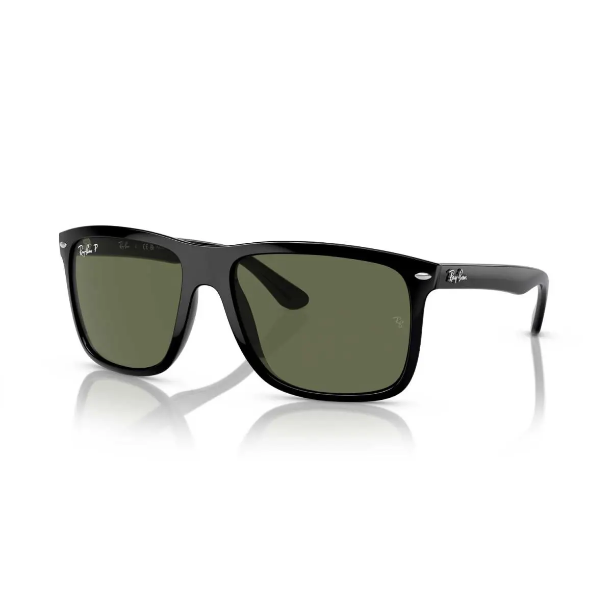 Ray-ban Boyfriend Two Polarized Sunglasses - Polished Black Frame - Green Lenses by Ray-Ban