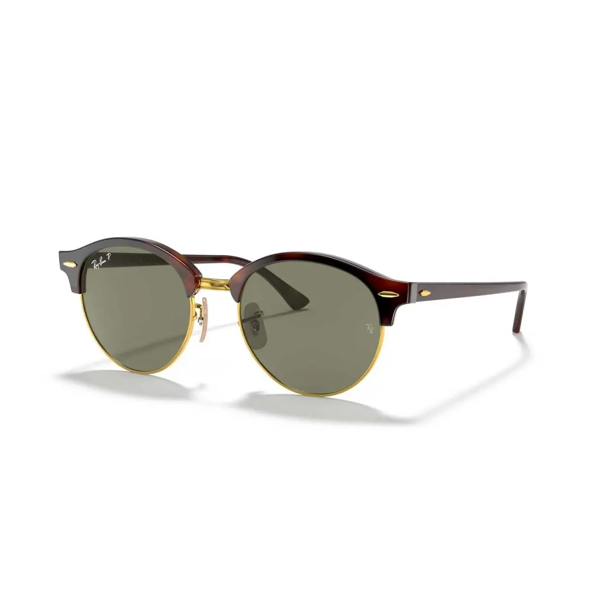 Ray-ban Clubround Polarized Sunglasses - Polished Red Havana Frame Green Lenses by Ray-Ban