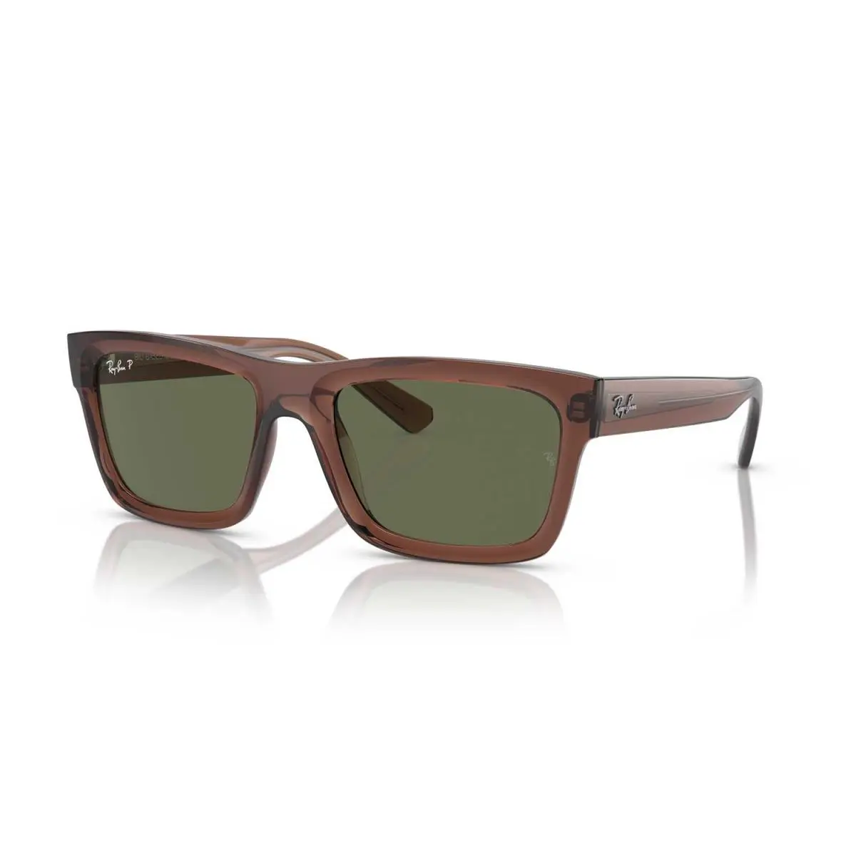 Ray-ban Warren Bio Based Polarized Polished Transparent Brown Frame Green Lenses by Ray-Ban
