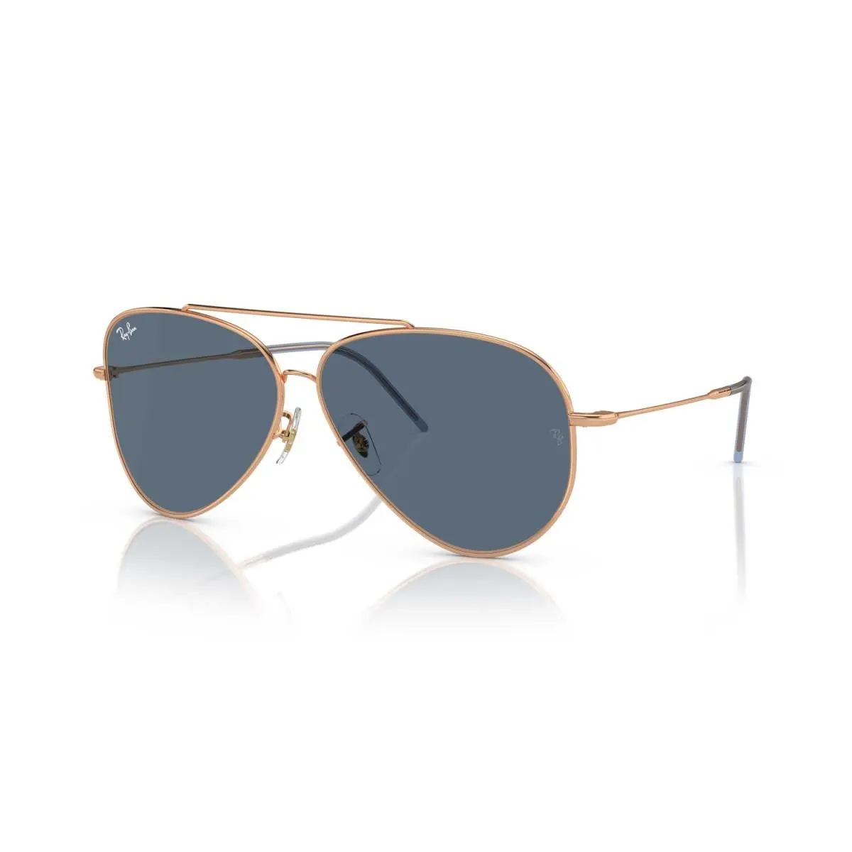 Ray-ban Aviator Reverse Sunglasses - Polished Rose Gold Frame - Blue Lenses by Ray-Ban