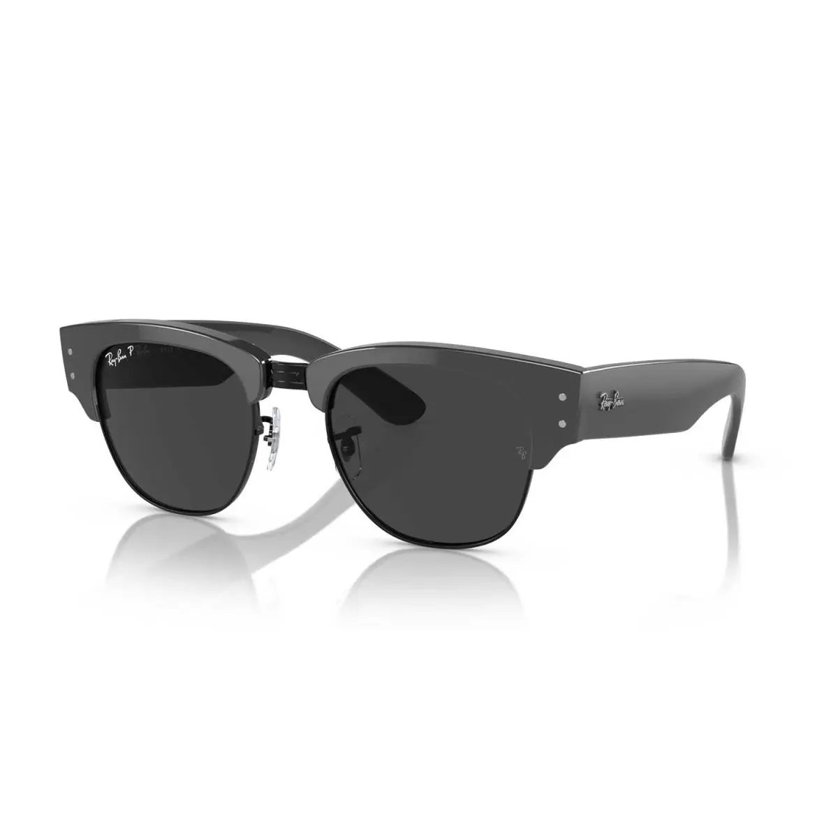 Ray-ban Mega Clubmaster Polarz Sunglasses Polished Grey Black Frame Black Lenses