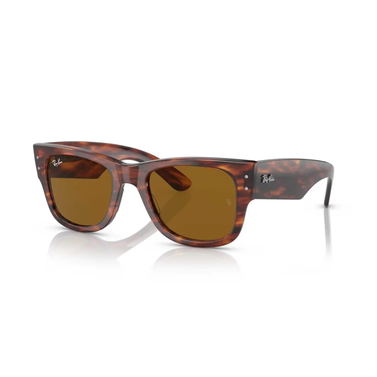 Ray-ban Mega Wayfarer Sunglasses - Polished Striped Havana Frame - Brown Lenses by Ray-Ban